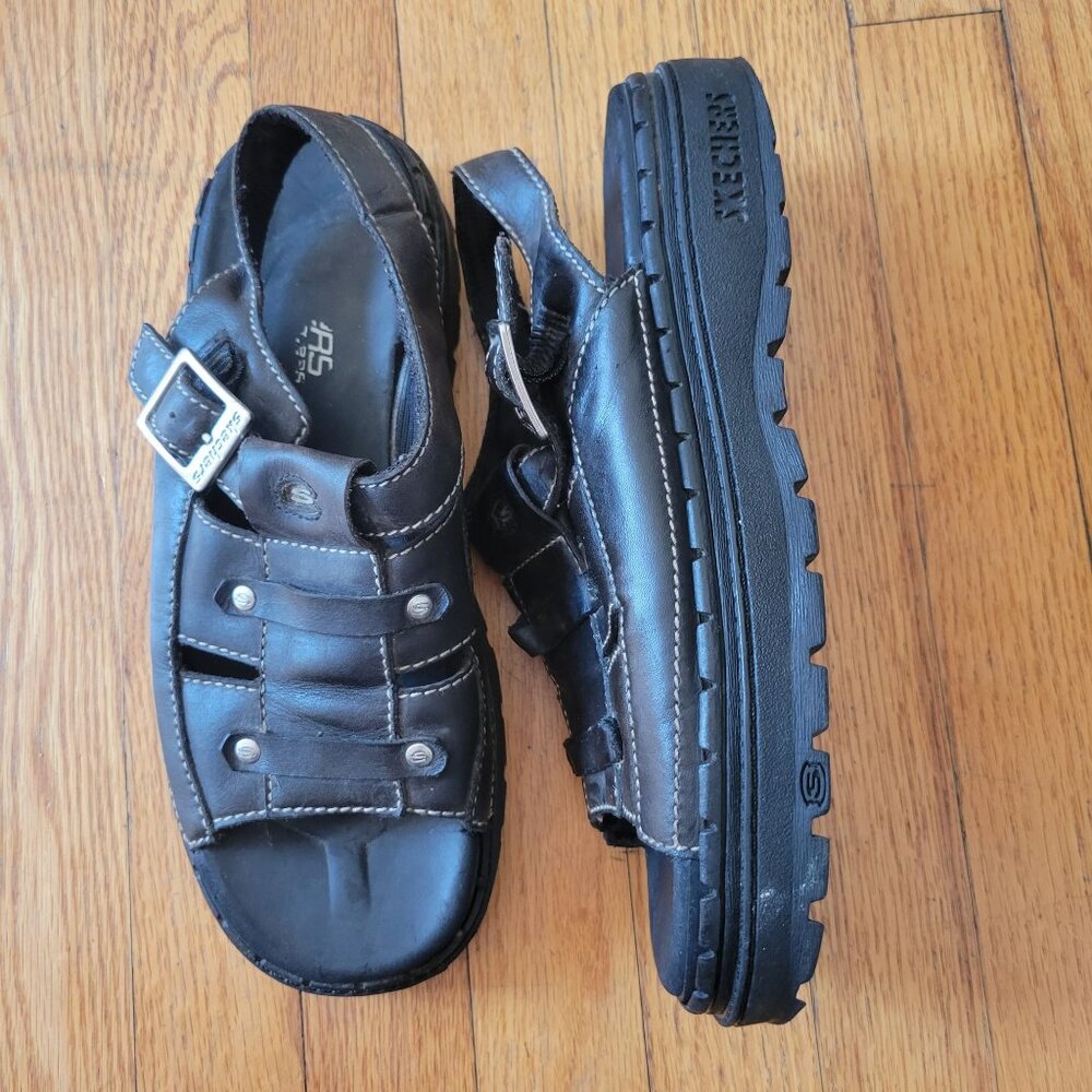 Skechers Chunky Black Fisherman Sandals 11 Open Toe 90s‎ Y2K Platform